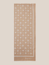 27.5” x 71” beige cashmere, wool and silk blend scarf