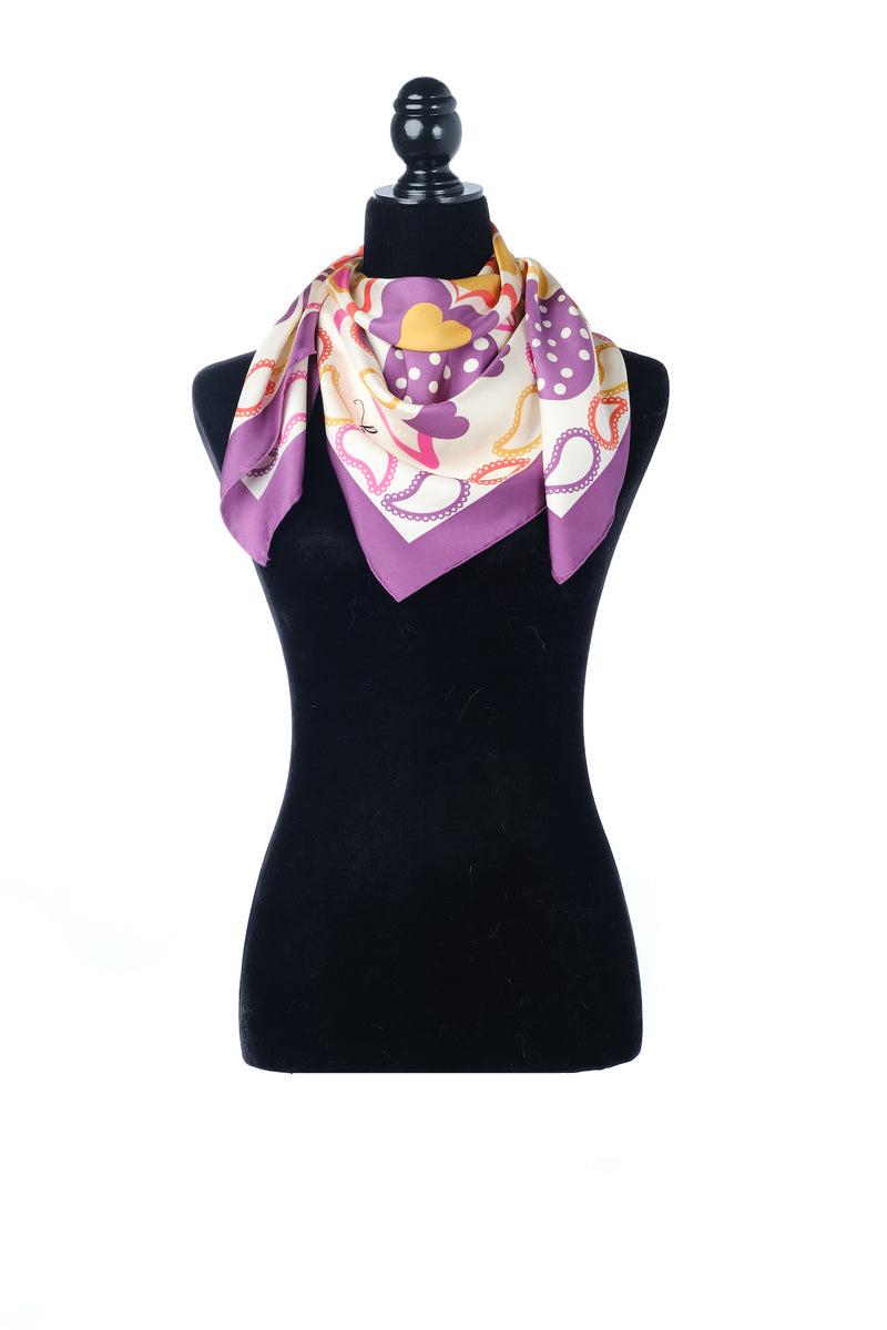 silk scarf classic square purple border